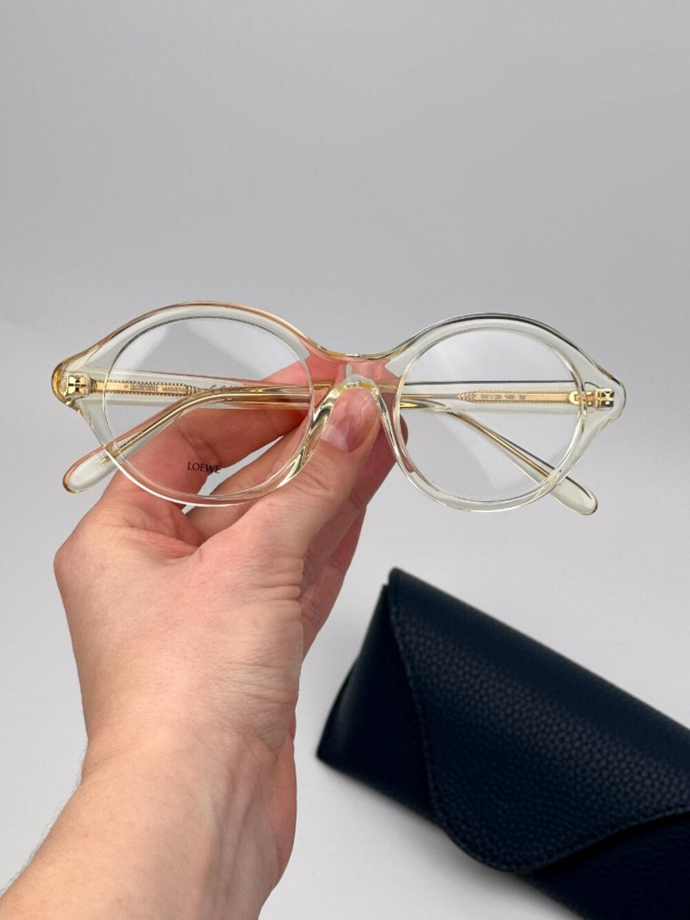 Loewe SLIM Women Eyeglasses – Beige Round Frame (LW50098I 057) – New & Authentic